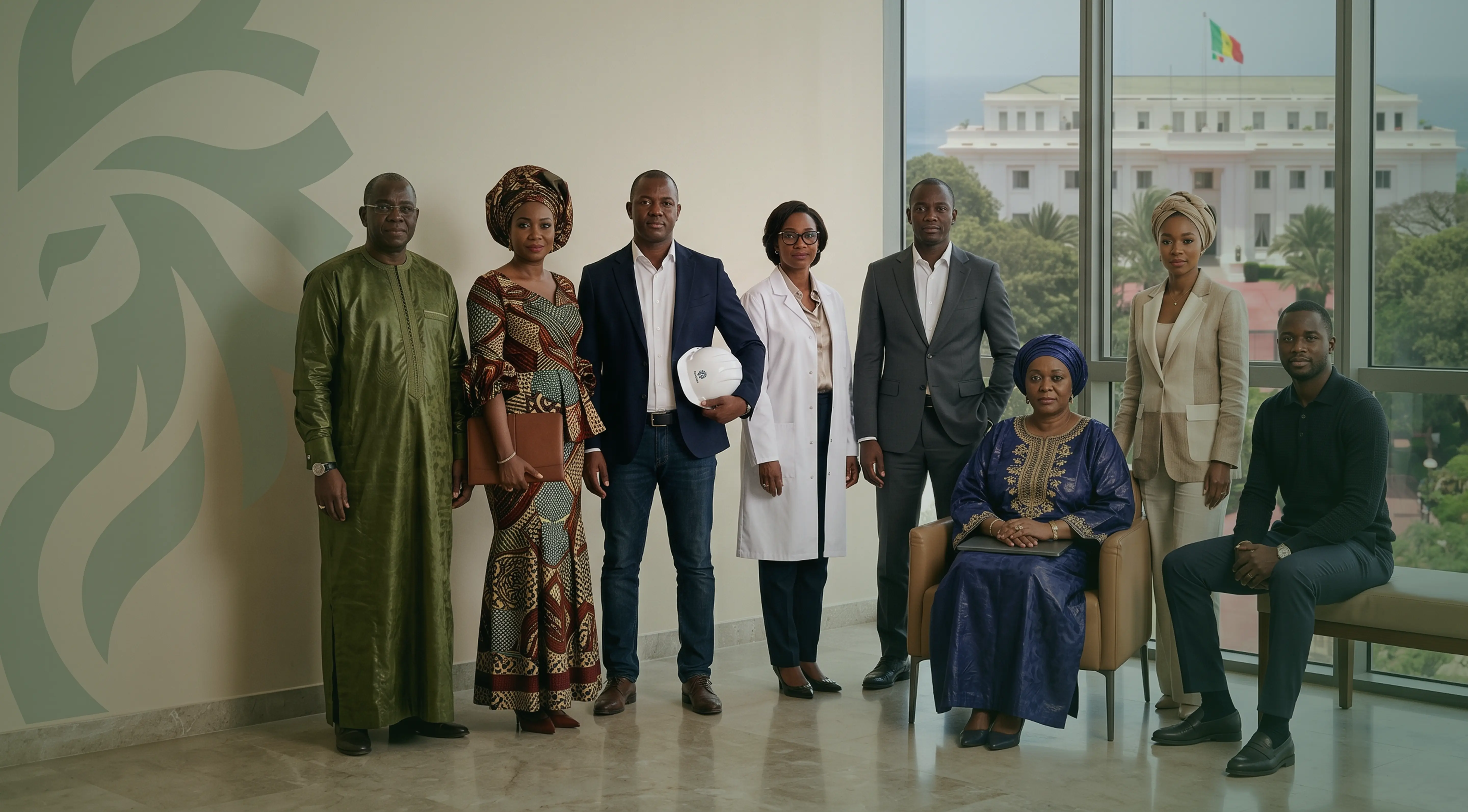 Des champions nationaux sénégalais réunis devant le palais présidentiel